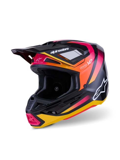 Alpinestars S-M7 Rise ECE22.06 Helmet - Black/Yellow/Pink Gloss
