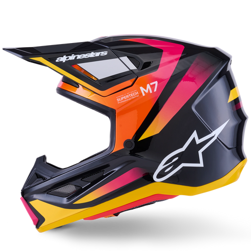 Alpinestars Supertech M7 Rise Helmet - Black/Yellow/Pink Gloss (ECE22.06)