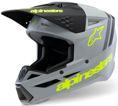 Alpinestars Youth S-M3 Radium ECE22.06 Helmet - Gray/Black/Yellow Fluo Matt