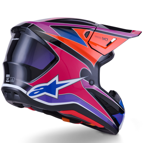 Alpinestars Supertech M7 Fuse Helmet - Blue/Purple/Pink Gloss (ECE22.06)
