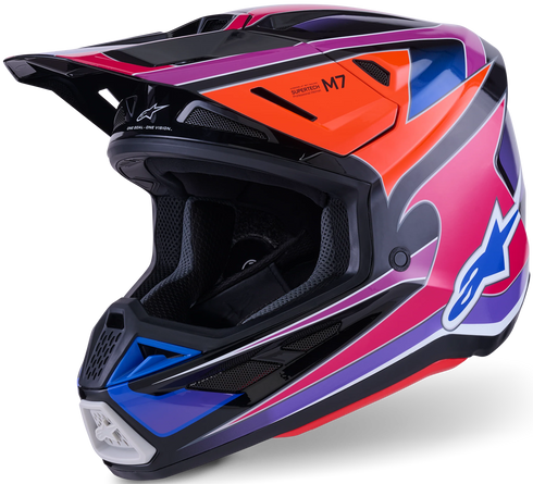 Alpinestars Supertech M7 Fuse Helmet - Blue/Purple/Pink Gloss (ECE22.06)