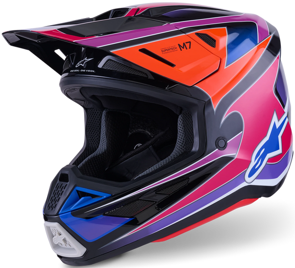 Alpinestars Supertech M7 Fuse Helmet - Blue/Purple/Pink Gloss (ECE22.06)