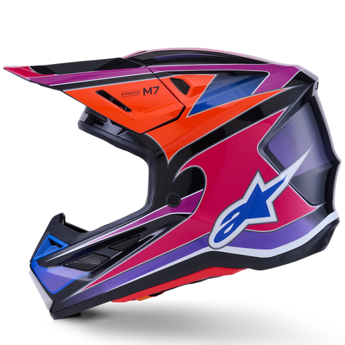 Alpinestars Supertech M7 Fuse Helmet - Blue/Purple/Pink Gloss (ECE22.06)