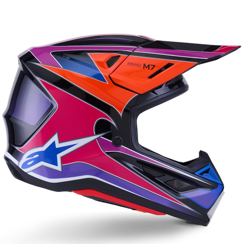 Alpinestars Supertech M7 Fuse Helmet - Blue/Purple/Pink Gloss (ECE22.06)