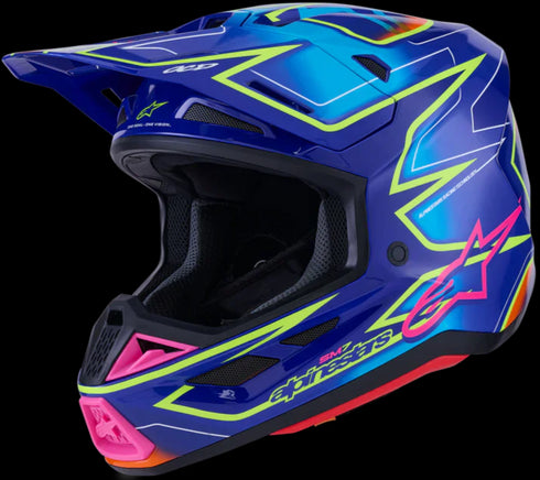 Alpinestars Supertech M7 Cast Helmet - Blue/Pink/Yellow Fluo ECE06