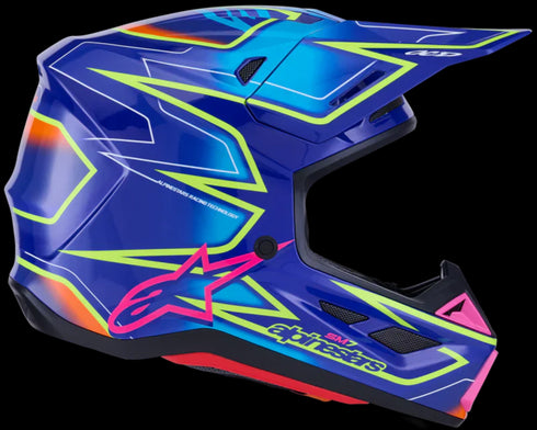 Alpinestars Supertech M7 Cast Helmet - Blue/Pink/Yellow Fluo ECE06