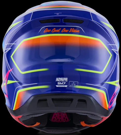 Alpinestars Supertech M7 Cast Helmet - Blue/Pink/Yellow Fluo ECE06