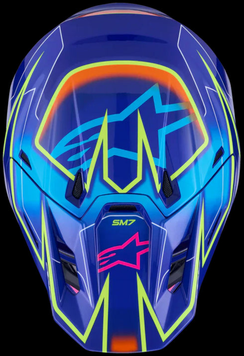 Alpinestars Supertech M7 Cast Helmet - Blue/Pink/Yellow Fluo ECE06