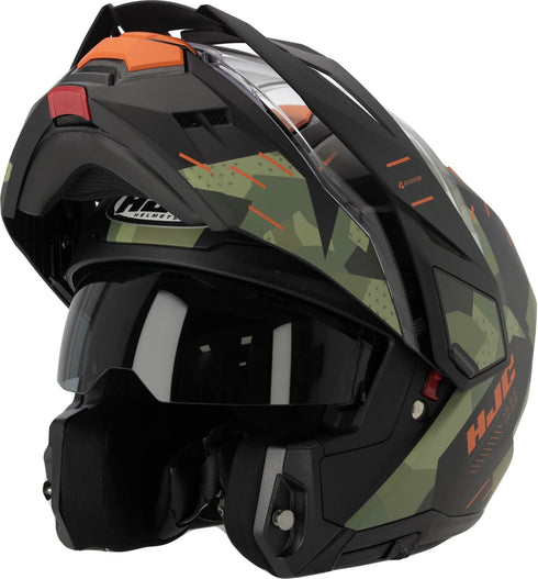 HJC i80 Roki Multi/System Helmet - MC47SF (Black/Green/Orange) — Motorcycle Helmets (image 3 of 9)