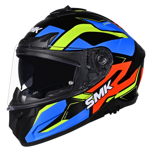 SMK Typhoon Azonix Helmet - GL257 Black/Blue/Yellow/Orange