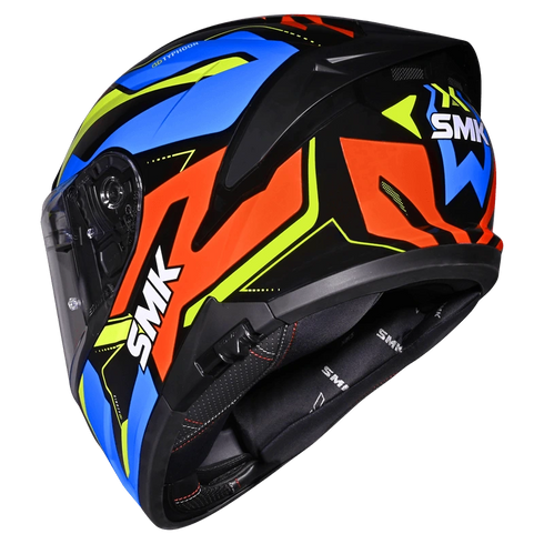SMK Typhoon Azonix Helmet - GL257 Black/Blue/Yellow/Orange