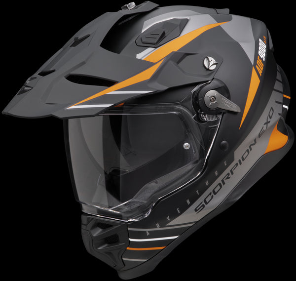 Scorpion ADF-9000 Air Feat Helmet - Black/Silver/Orange Matt
