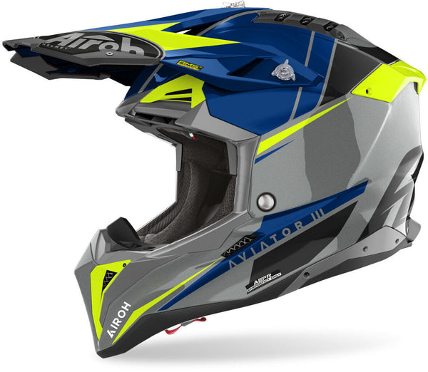 Airoh 2023 Aviator 3 Push Helmet - Blue Gloss