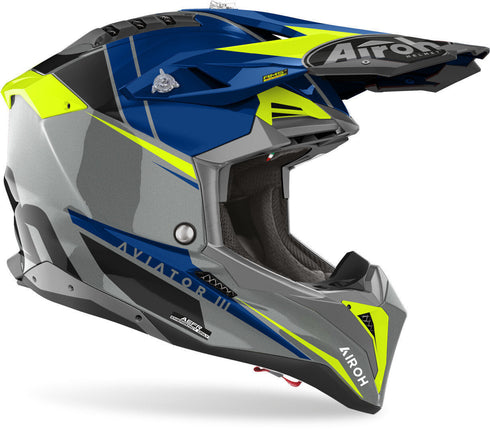 Airoh 2023 Aviator 3 Push Helmet - Blue Gloss
