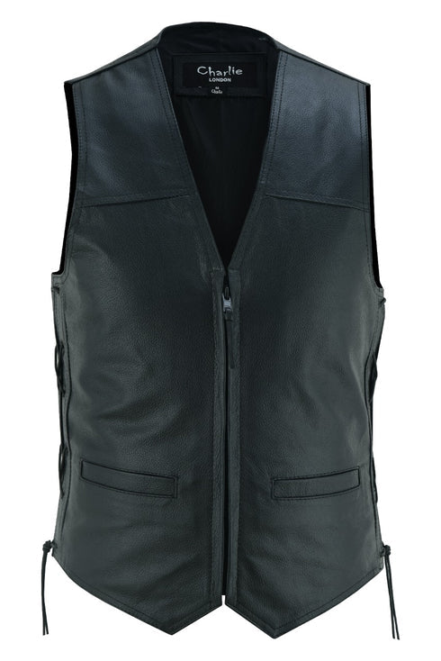 NEXO Charlie Leather Waistcoat/Vest - Black