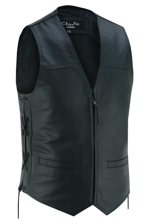 NEXO Charlie Leather Waistcoat/Vest - Black