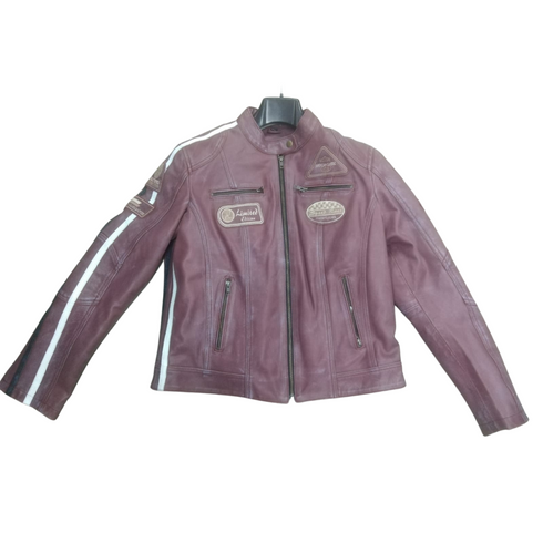 Nexo Sports Ladies Cafe Racer Jacket - Wine — Motorcycle Gear (image 2 of 2)