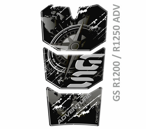 OneDesign BMW R1200GSA/1250GSA Adventure Tank Pad - White Scratches Black/Grey