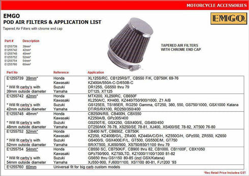 EMGO Clamp-On Universal KN Air Filter Pod - 48mm