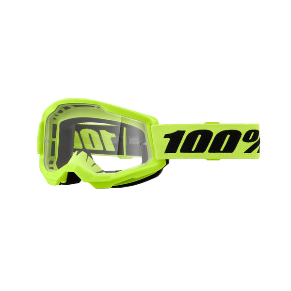 100% Strata 2 Goggles - Neon Yellow (Clear Lens)