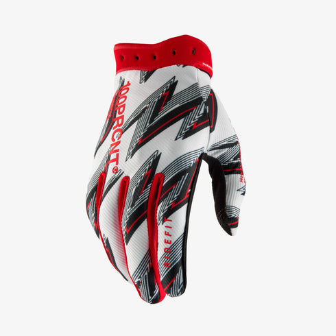 100% Ridefit Gloves - White/Red