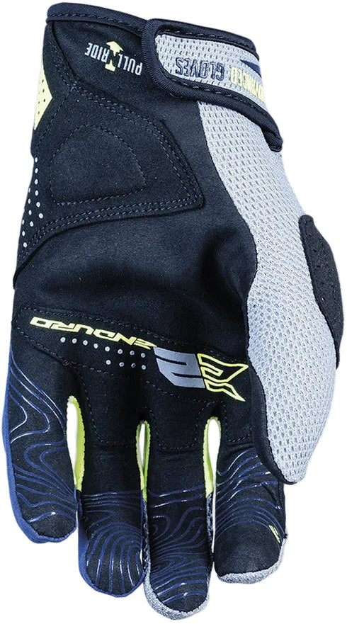 Five Gloves E2 Off-Road Enduro Gloves - Grey/Yellow Fluo/Navy