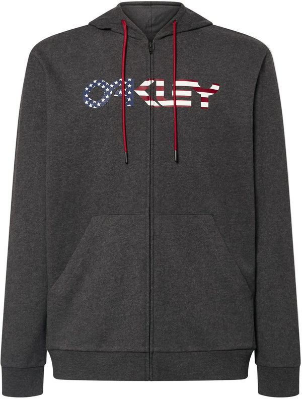 Oakley Teddy Full Zip Hoodie - Dark Grey Heather/American Flag