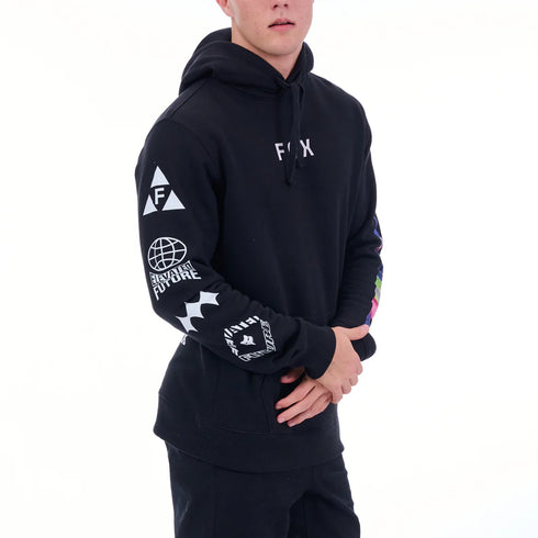 Fox Image Pullover Fleece Hoody - Black