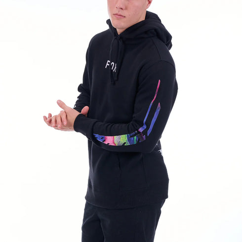 Fox Image Pullover Fleece Hoody - Black