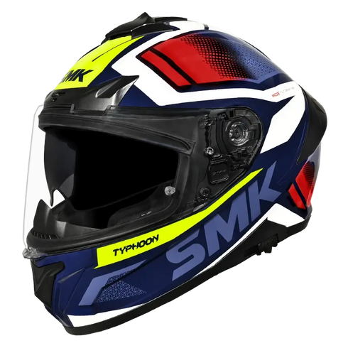 SMK Typhoon Thorn Helmet - MA200 Blue/White/Red/Hi-Viz Yellow