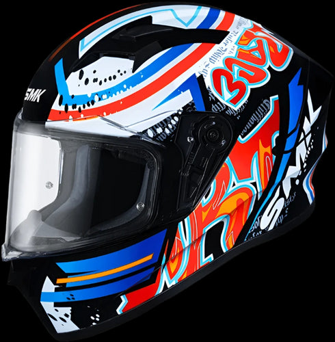 SMK Stellar Graffiti Helmet - GL237 Blue/ Red/White