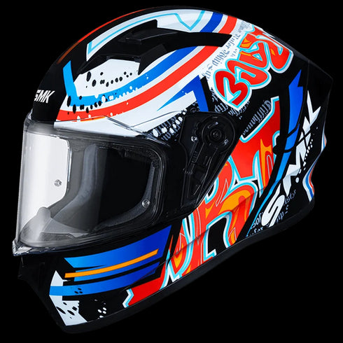 SMK Stellar Graffiti GL237 Helmet - Black/Blue/White/Red