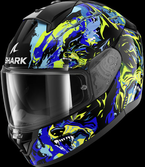 Shark Ridill 2 Raging Beast Helmet - KBG Black/Blue/Green