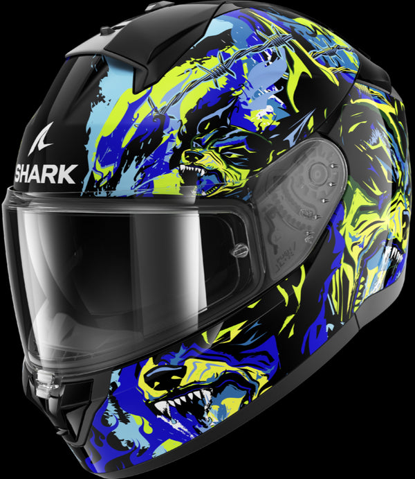 Shark Ridill 2 Raging Beast Helmet - KBG Black/Blue/Green