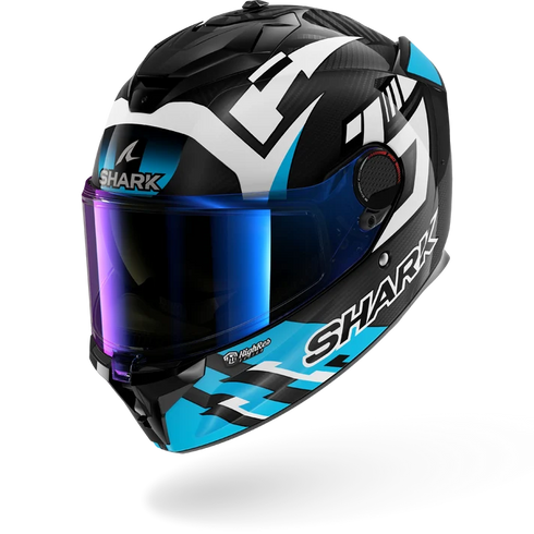Shark Spartan GT Pro Carbon Johann Zarco Track Racer Replica Helmet - DWB (Carbon/White/Blue) — Motorcycle Helmets (image 1…