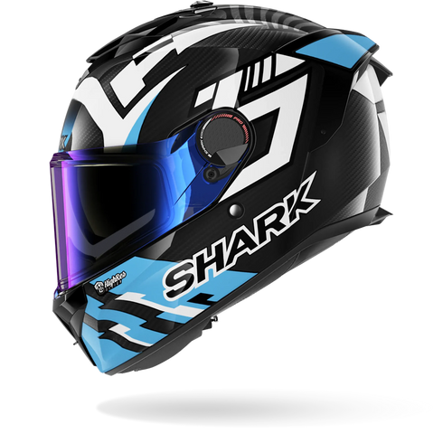 Shark Spartan GT Pro Carbon Johann Zarco Track Racer Replica Helmet - DWB (Carbon/White/Blue) — Motorcycle Helmets (image 4…