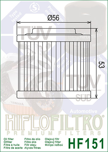 Hiflo Filtro Oil Filter - HF151 (BMW F650GS/Bombardier DS650)