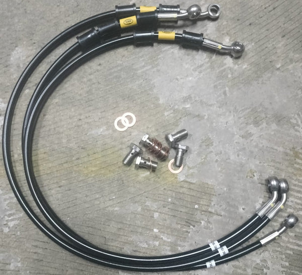 HEL Performance Yamaha YZF-R6 (2006-2016) Full Length Race Braided Brake Line Hose Kit - Black Hose/Stainless Steel Banjo