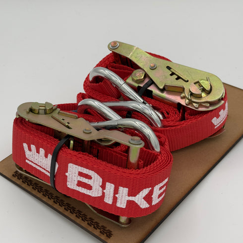 Gas Junky Printed 38mm Tie Down with Ratchet - Red (Bike Kings Branding)