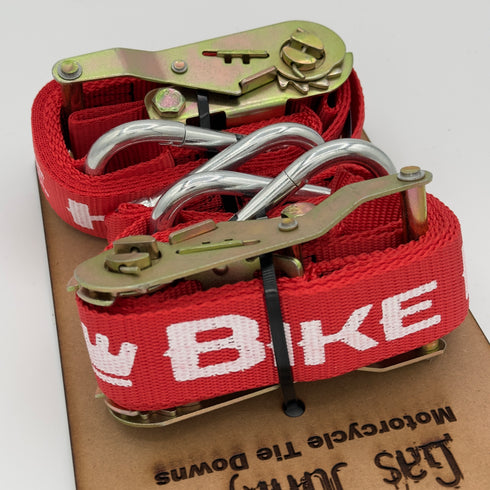 Gas Junky Printed 38mm Tie Down with Ratchet - Red (Bike Kings Branding)