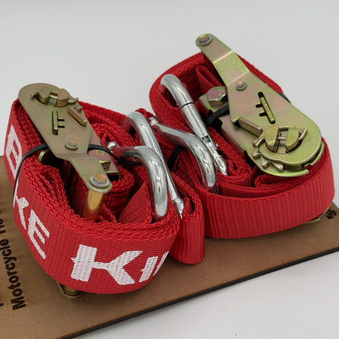 Gas Junky Printed 38mm Tie Down with Ratchet - Red (Bike Kings Branding)