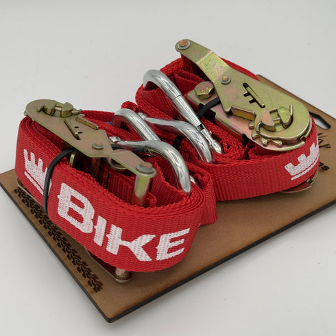 Gas Junky Printed 38mm Tie Down with Ratchet - Red (Bike Kings Branding)
