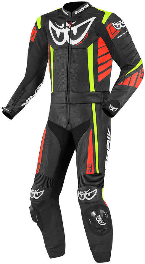 Berik 2.0 Zakura Two-Piece Motorcycle Leather Suit - Black/Yellow/Red