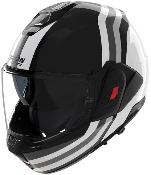 Nolan N120-1 Lineo Modular Flip-Back Helmet - 348 (Black/White/Silver) — Motorcycle Helmets (image 1 of 7)