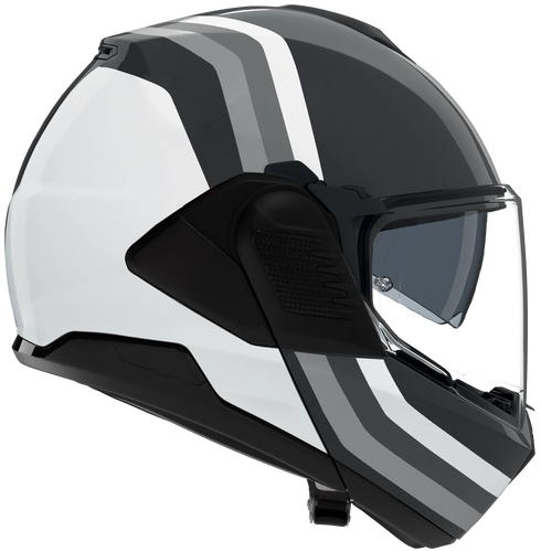 Nolan N120-1 Lineo Modular Flip-Back Helmet - 348 (Black/White/Silver) — Motorcycle Helmets (image 5 of 7)