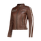 Nexo Ladies Café Racer Leather Jacket - Light Brown