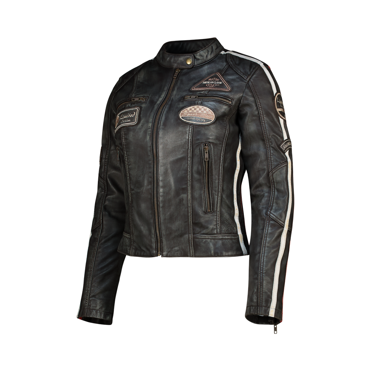 Nexo Ladies Cafe Racer Leather Jacket - Brown Wax – Bike Kings