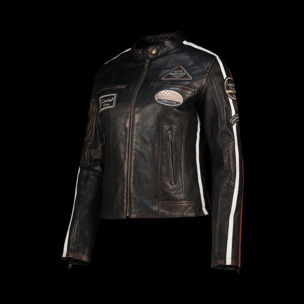 Nexo Ladies Cafe Racer Leather Jacket - Copper Wax