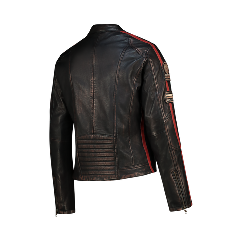 Nexo Ladies Cafe Racer Leather Jacket - Copper Wax