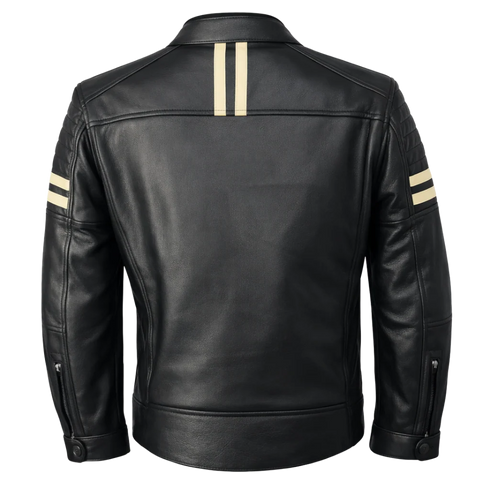 Nexo Street Leather Jacket - Black/Beige